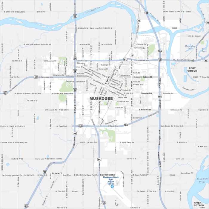Muskogee Map Oklahoma