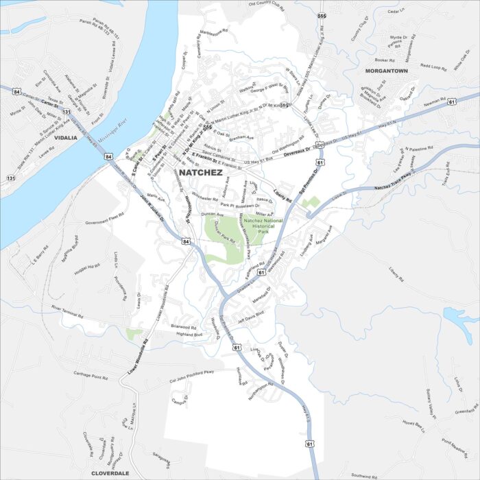 Natchez Map Mississippi