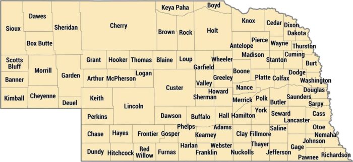 Nebraska County Map