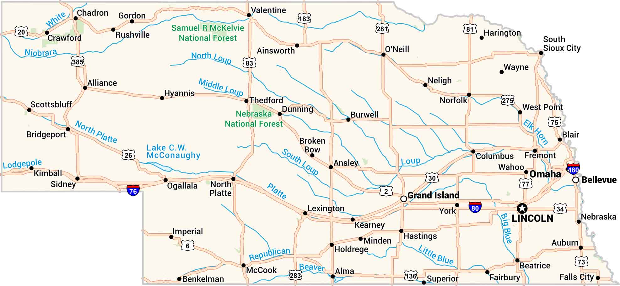 Nebraska Map