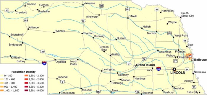Nebraska Population Density Map