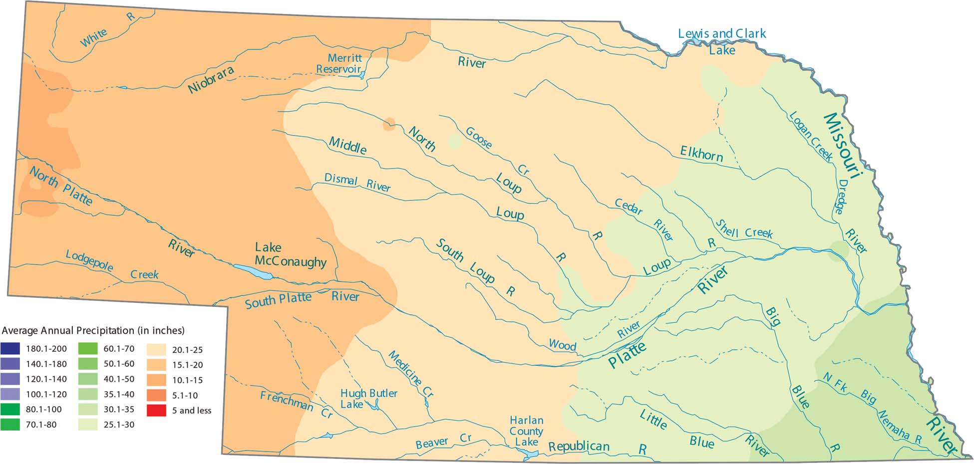 Nebraska Precipitation Map