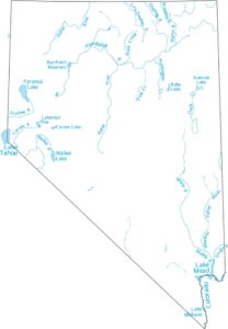 Nevada Lakes and Rivers Map