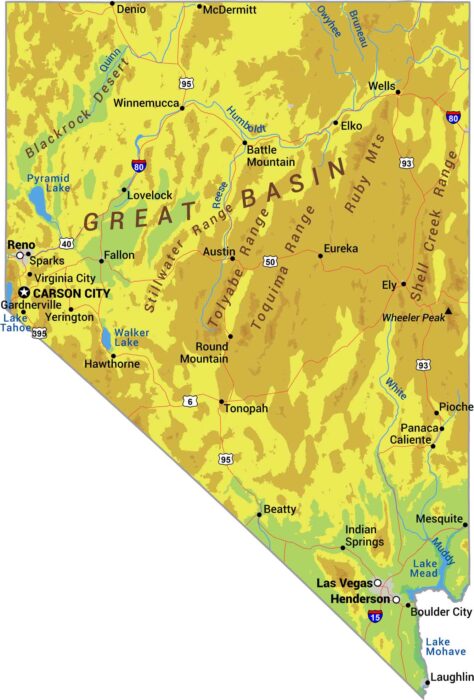 Nevada Physical Map
