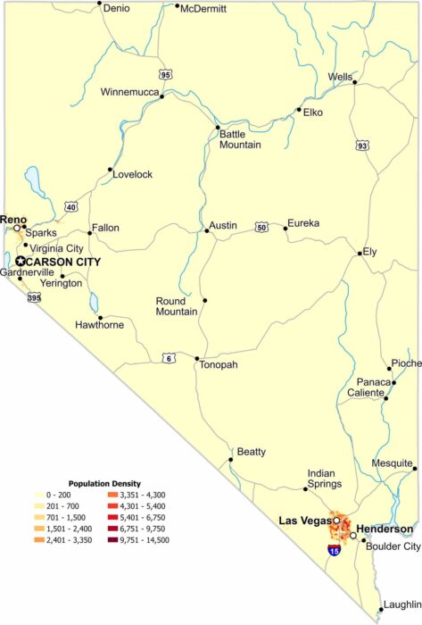 Nevada Population Density Map