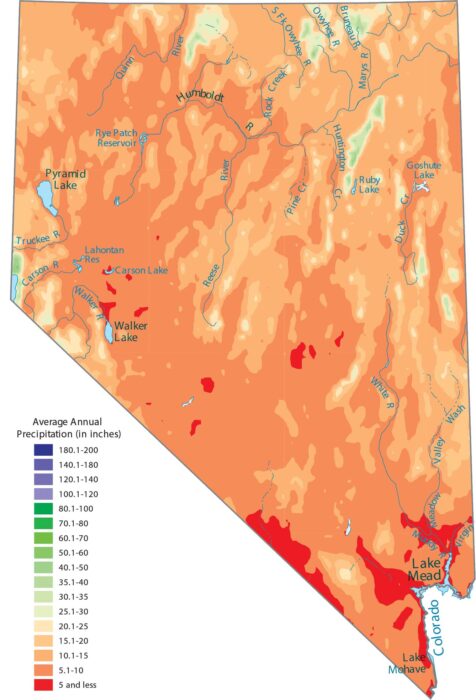 Nevada Precipitation Map