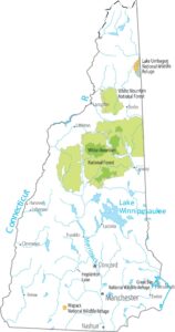 New Hampshire National Parks and Forests Map