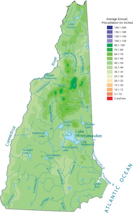 New Hampshire Precipitation Map