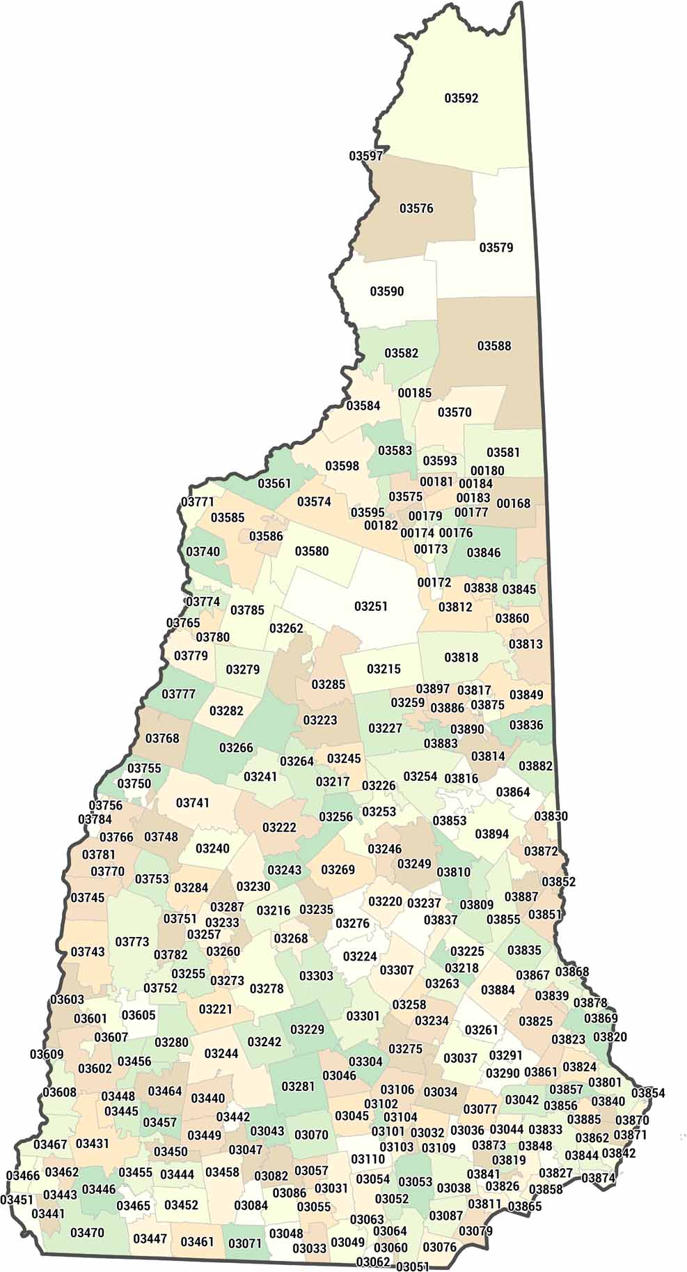 New Hampshire Zip Code Map