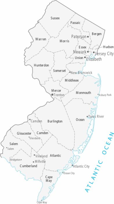 New Jersey Counties Cities Map
