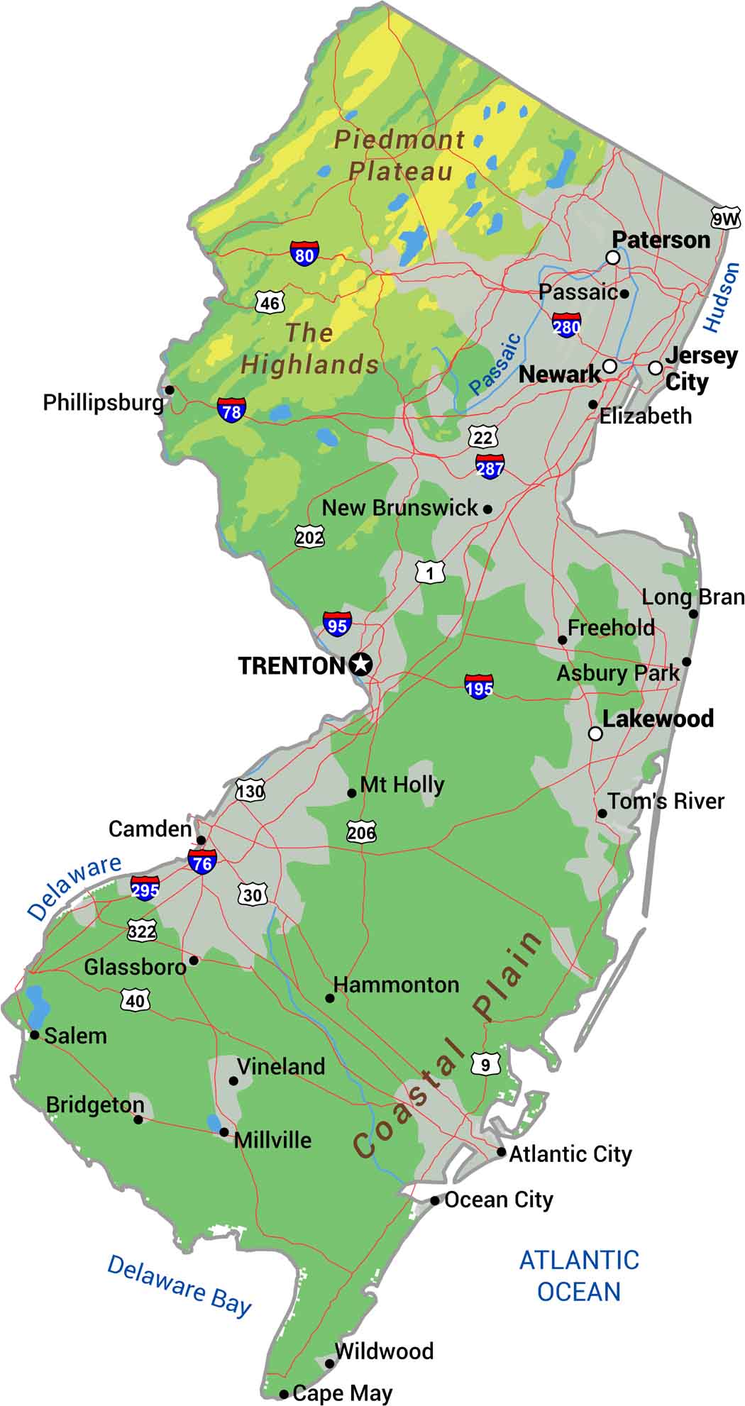 New Jersey Physical Map