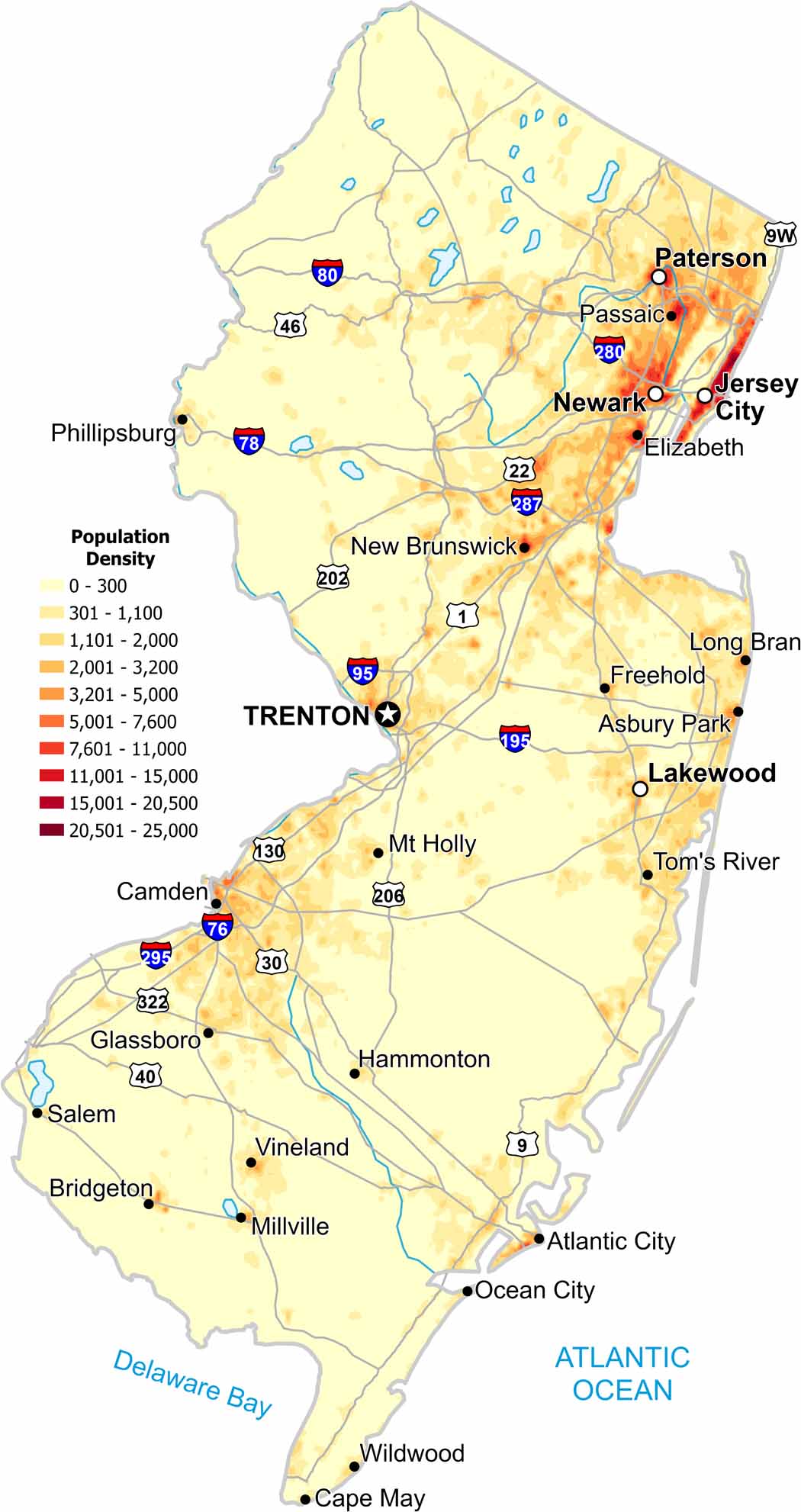 New Jersey Population Density Map