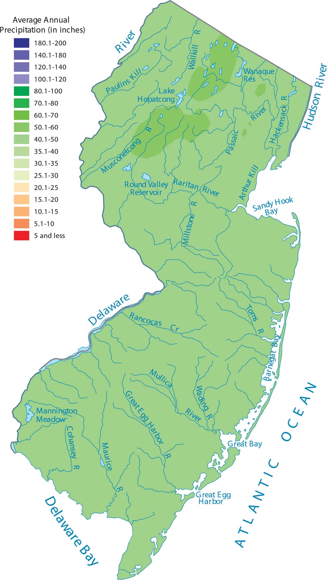 New Jersey Precipitation Map