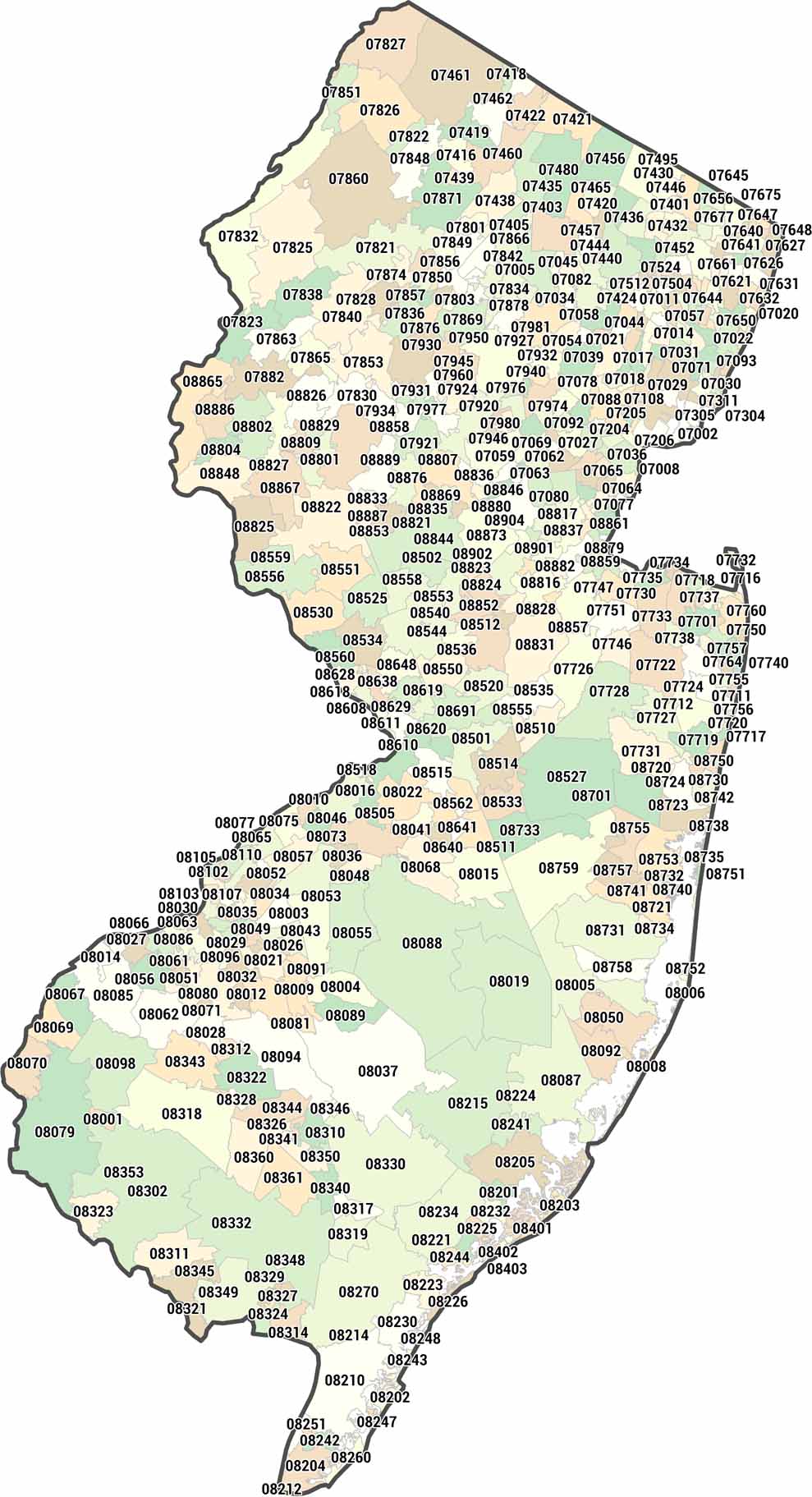 New Jersey Zip Code Map