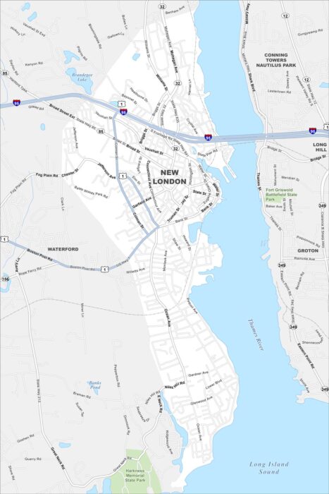 New London Map Connecticut