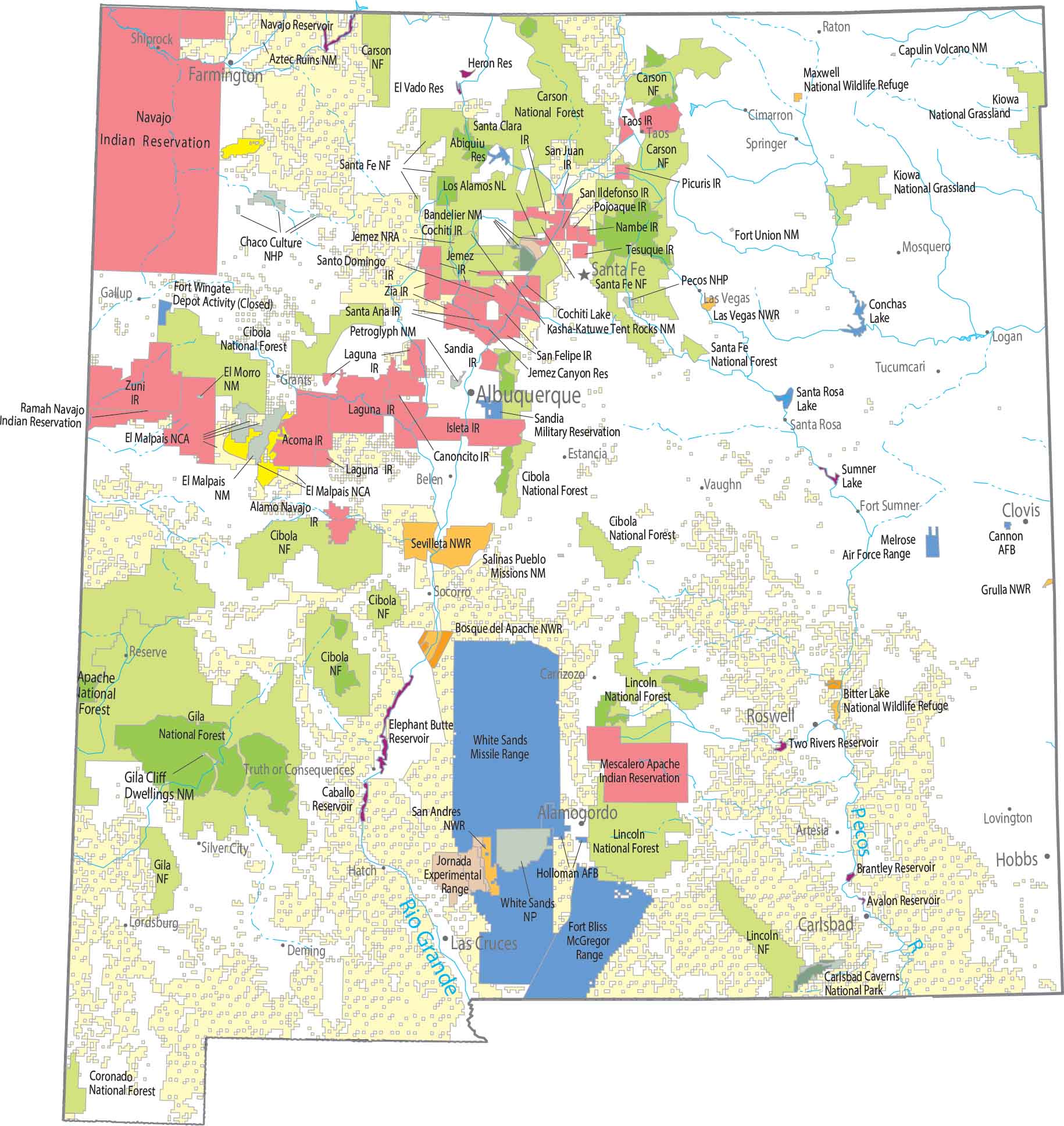 New Mexico National Parks and Forests Map