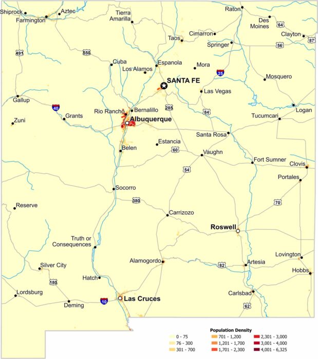New Mexico Population Density Map