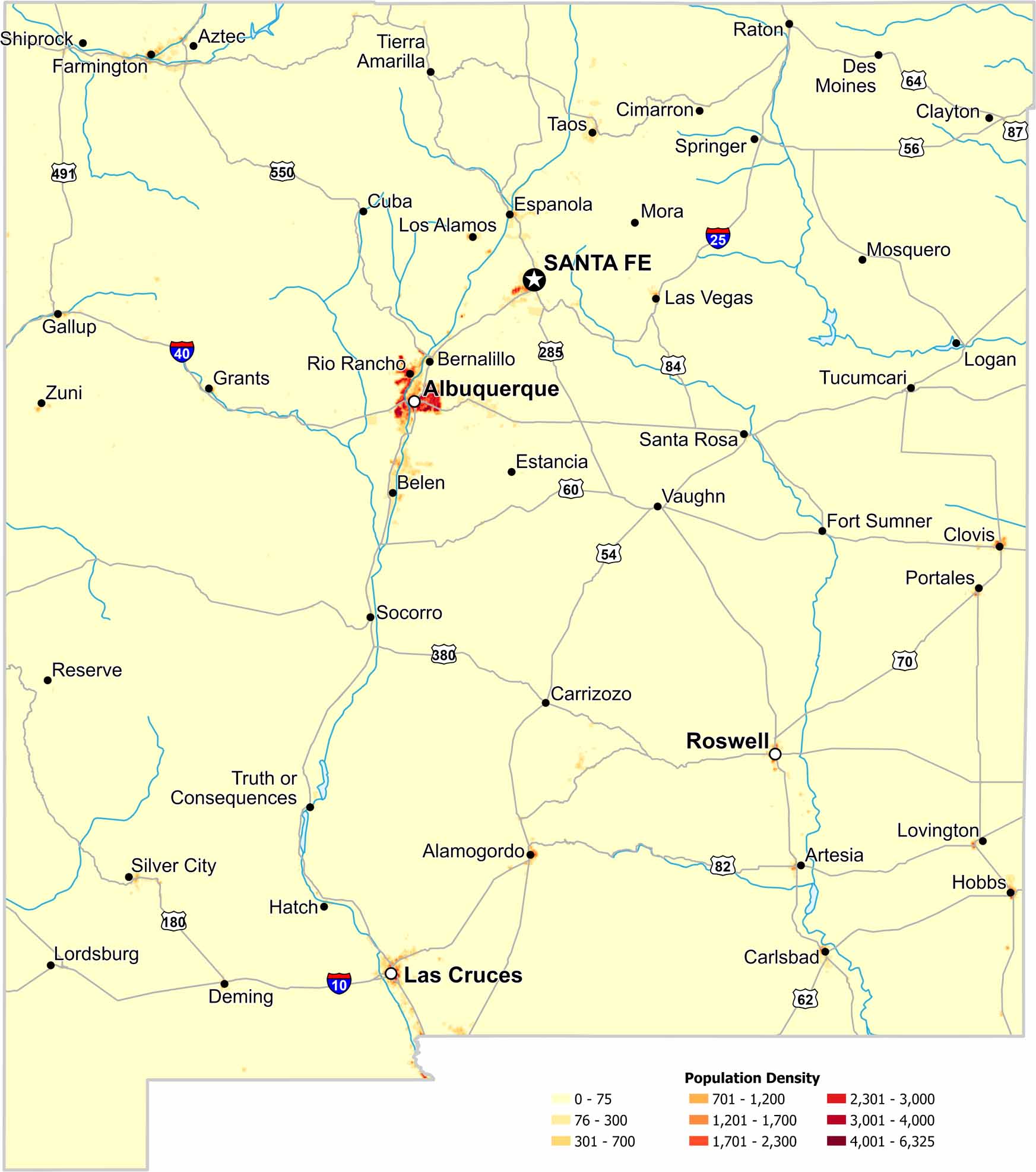 New Mexico Population Density Map