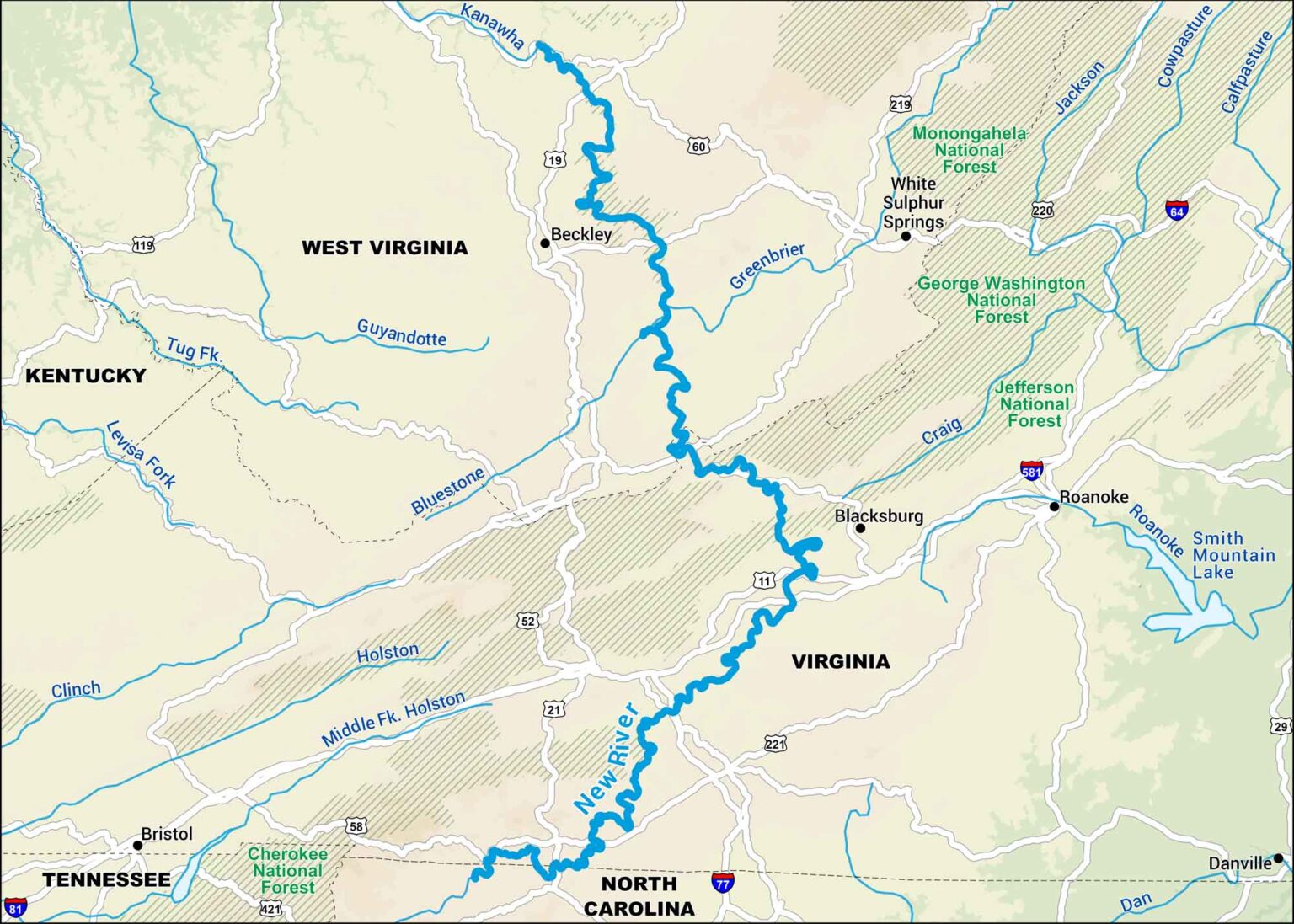 New River Map - US Maps