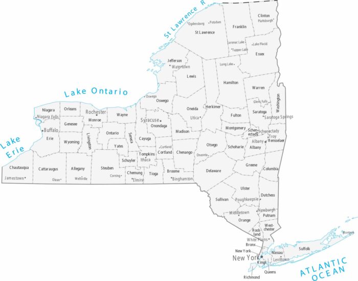 New York Counties Cities Map