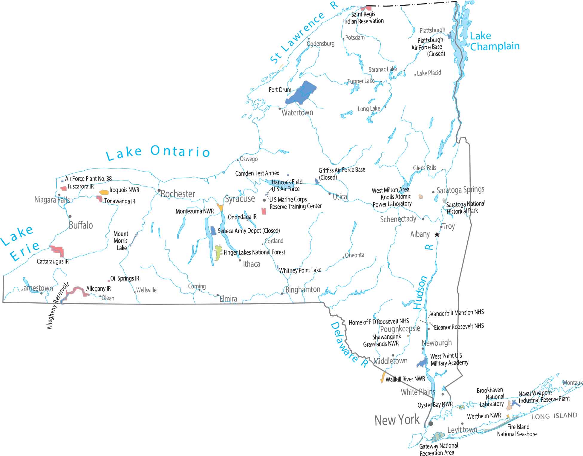 New York National Parks and Forests Map