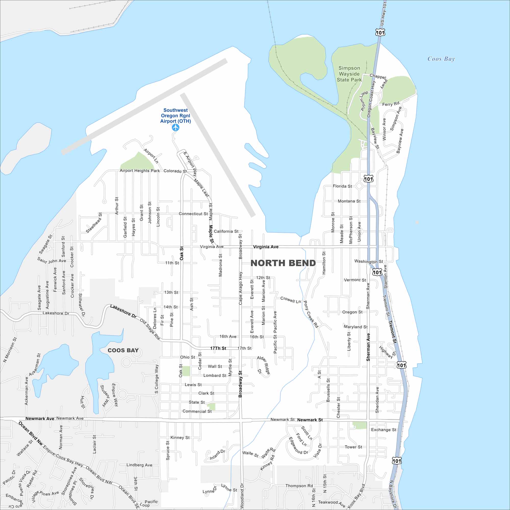 North Bend Map Oregon
