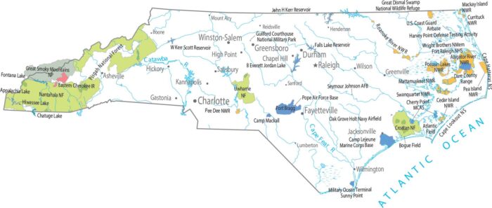North Carolina National Parks and Forests Map