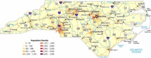North Carolina Population Density Map
