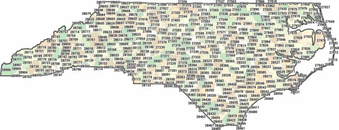 North Carolina Zip Code Map