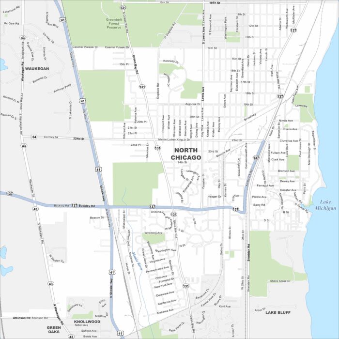 North Chicago Map Illinois