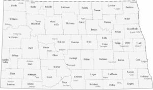 North Dakota Counties Cities Map