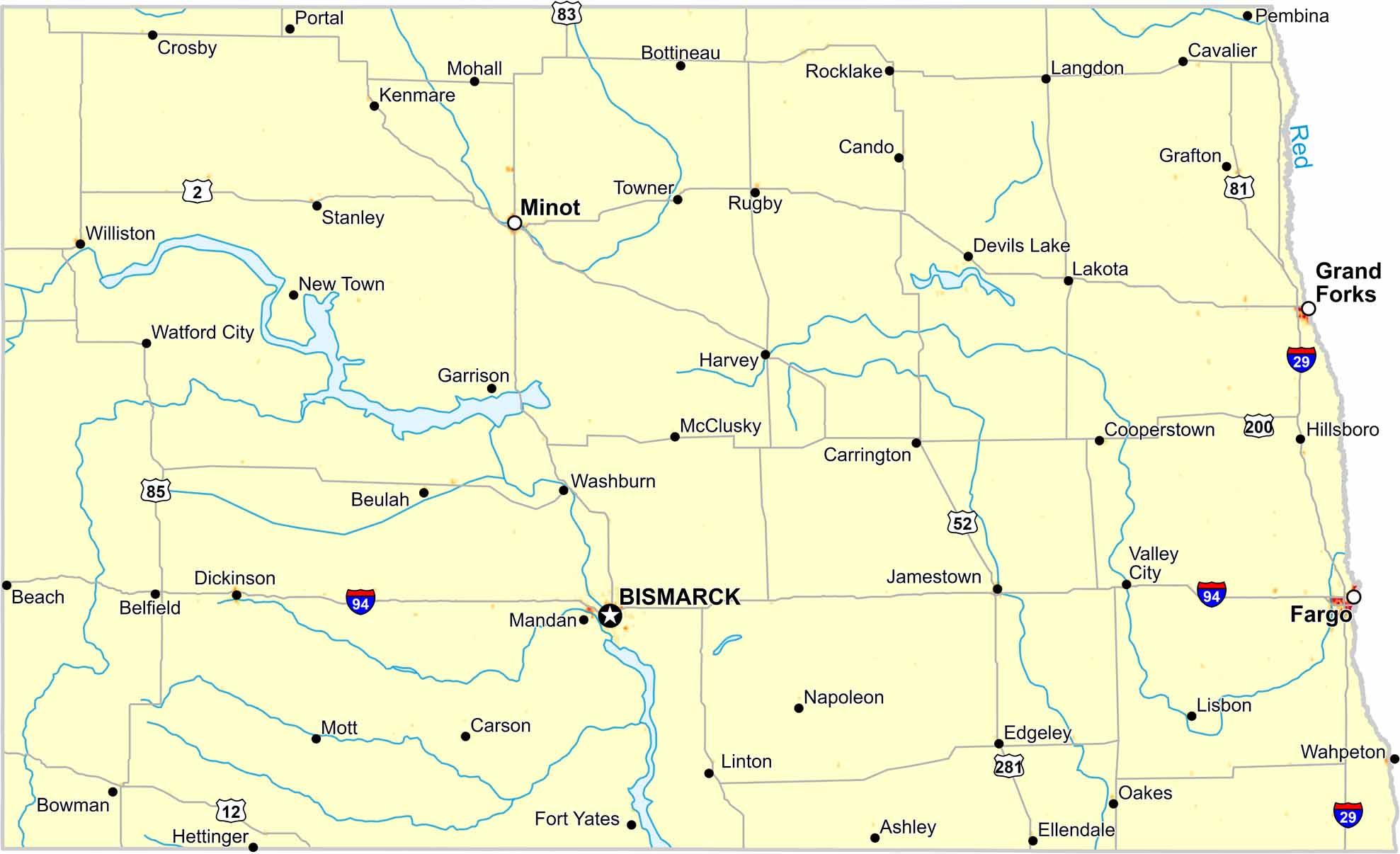 North Dakota Population Density Map