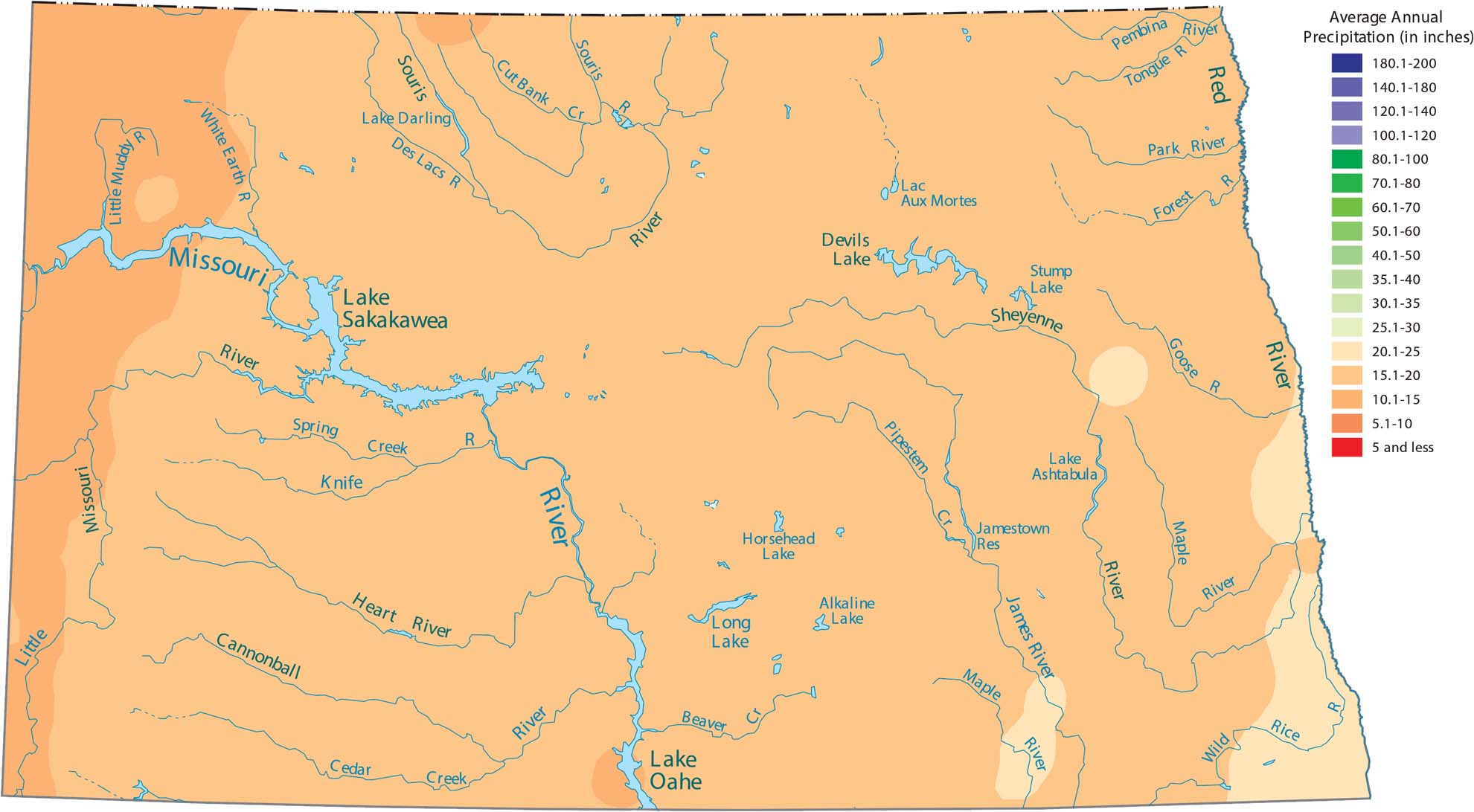 North Dakota Precipitation Map