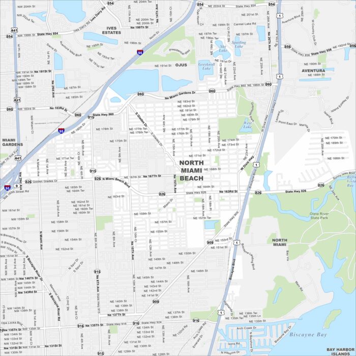 North Miami Beach Map Florida