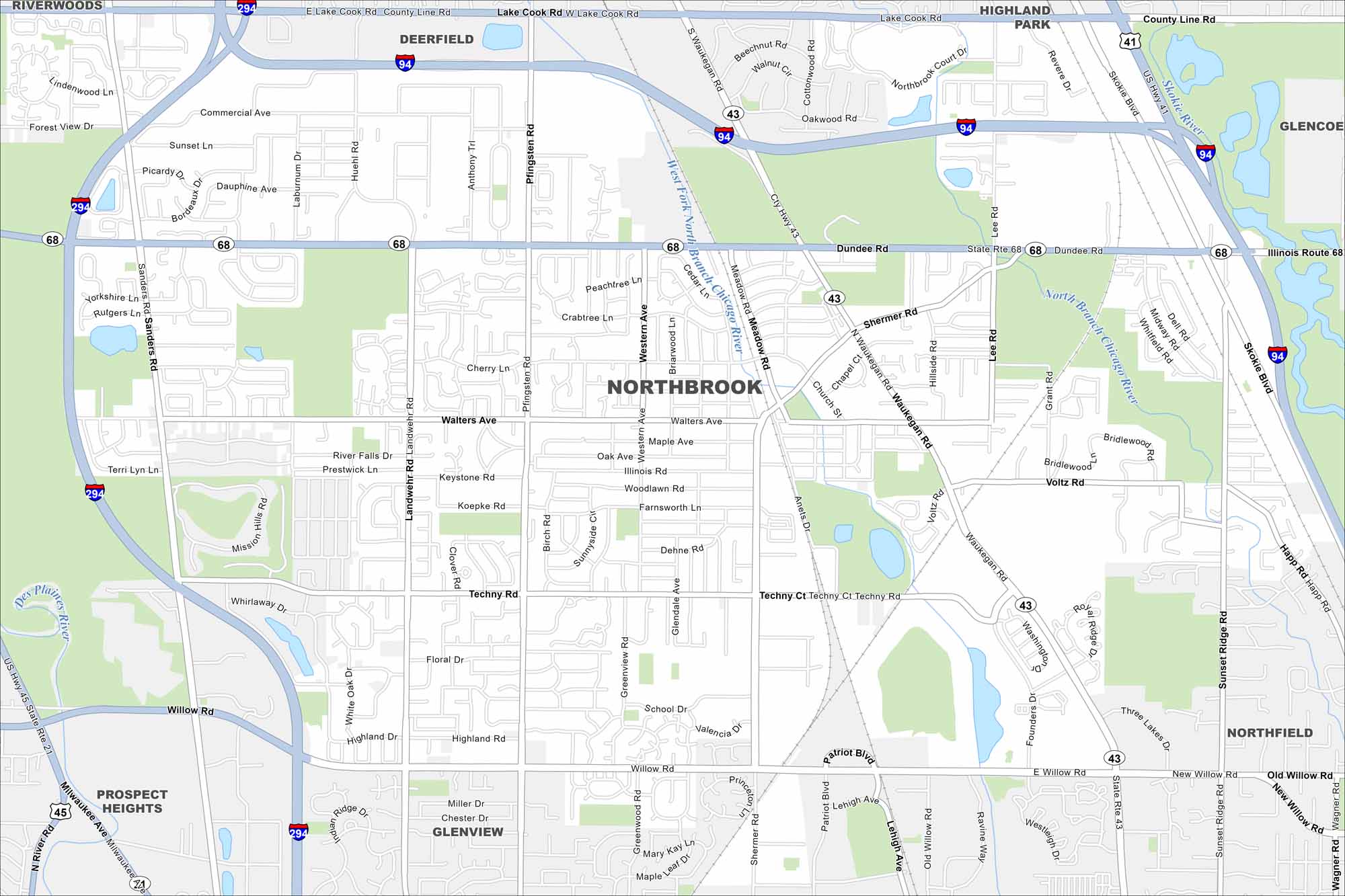 Northbrook Map Illinois