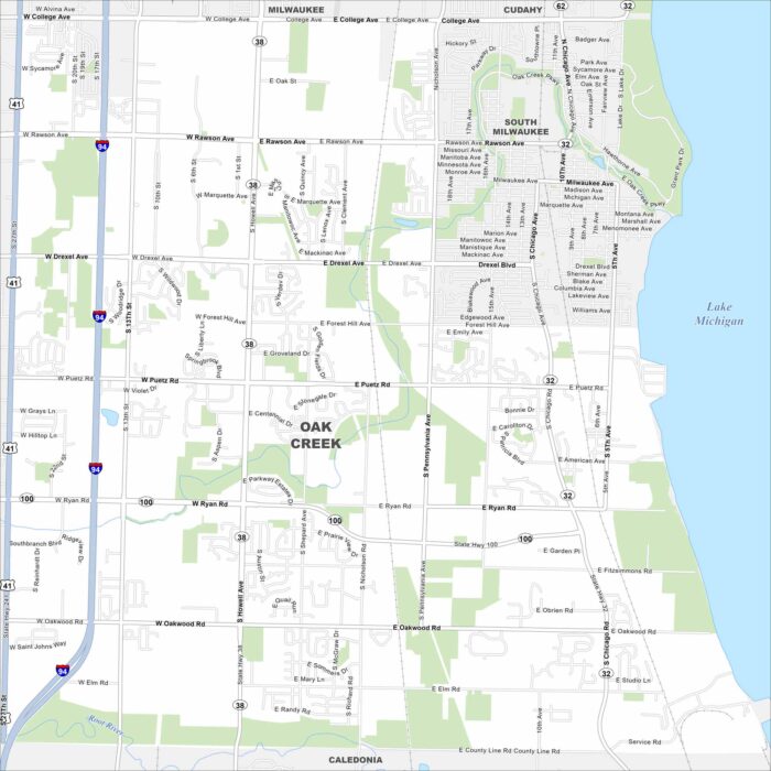 Oak Creek Map Wisconsin