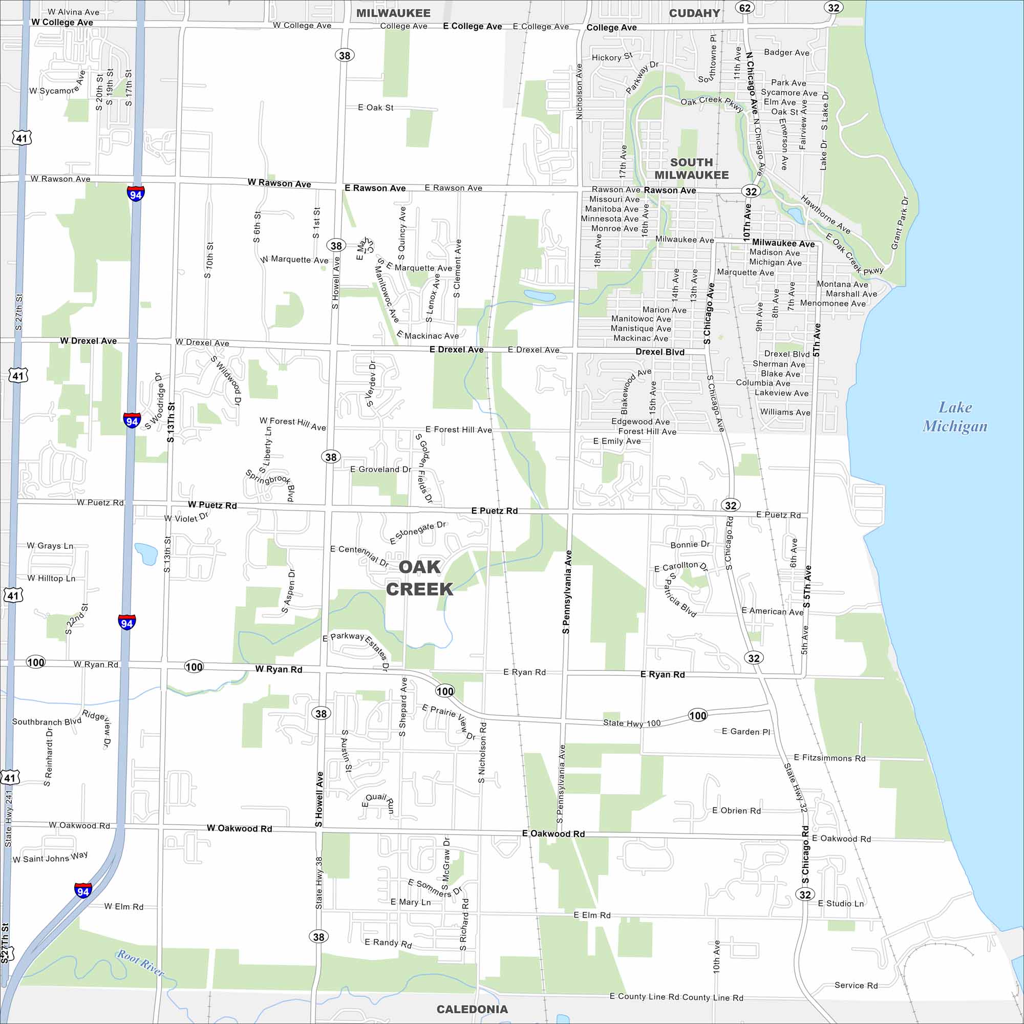 Oak Creek Map Wisconsin