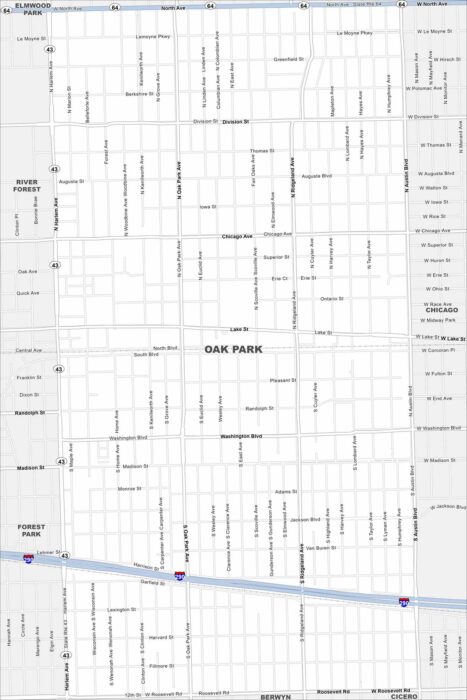 Oak Park Map Illinois