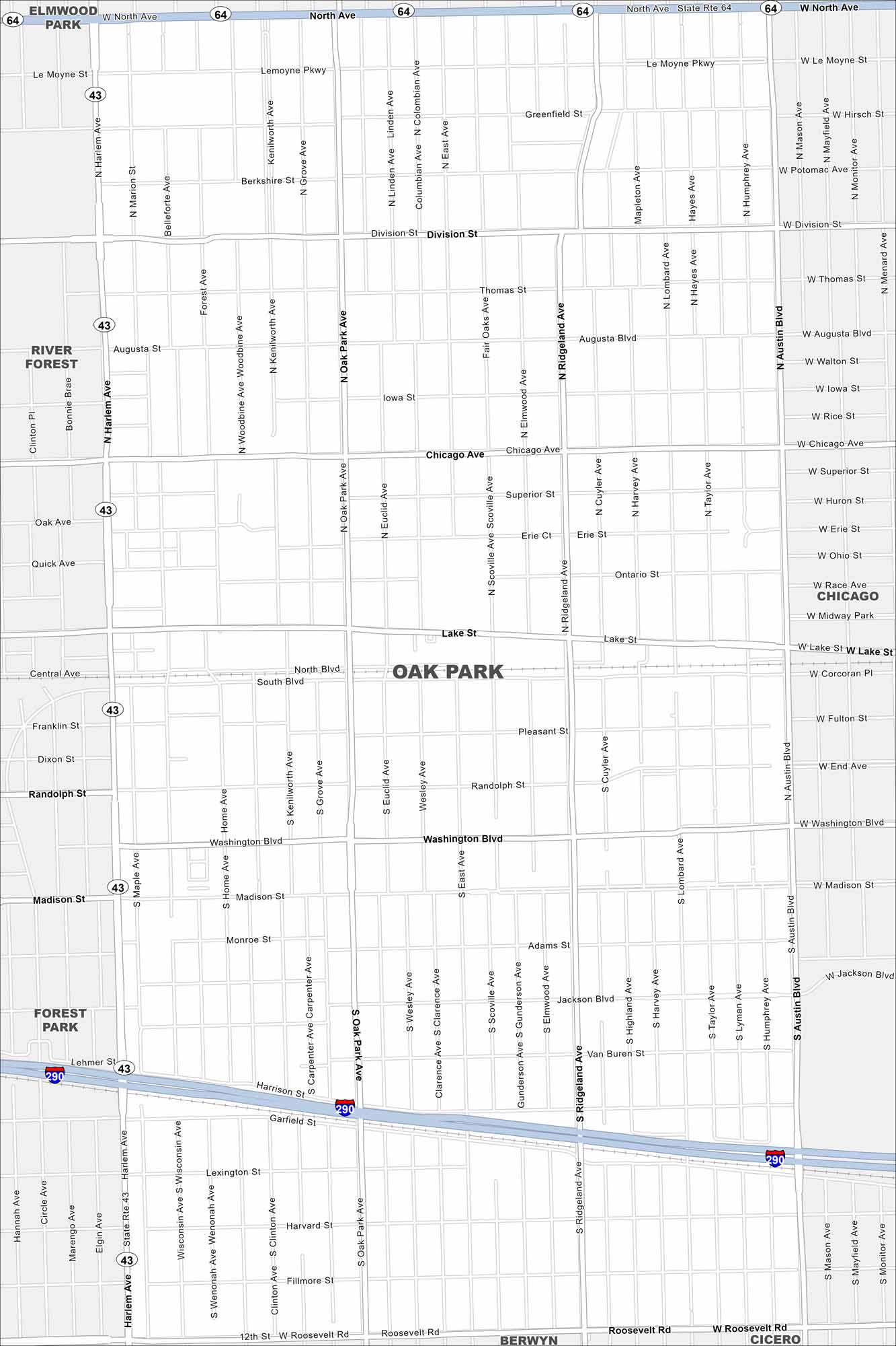 Oak Park Map Illinois