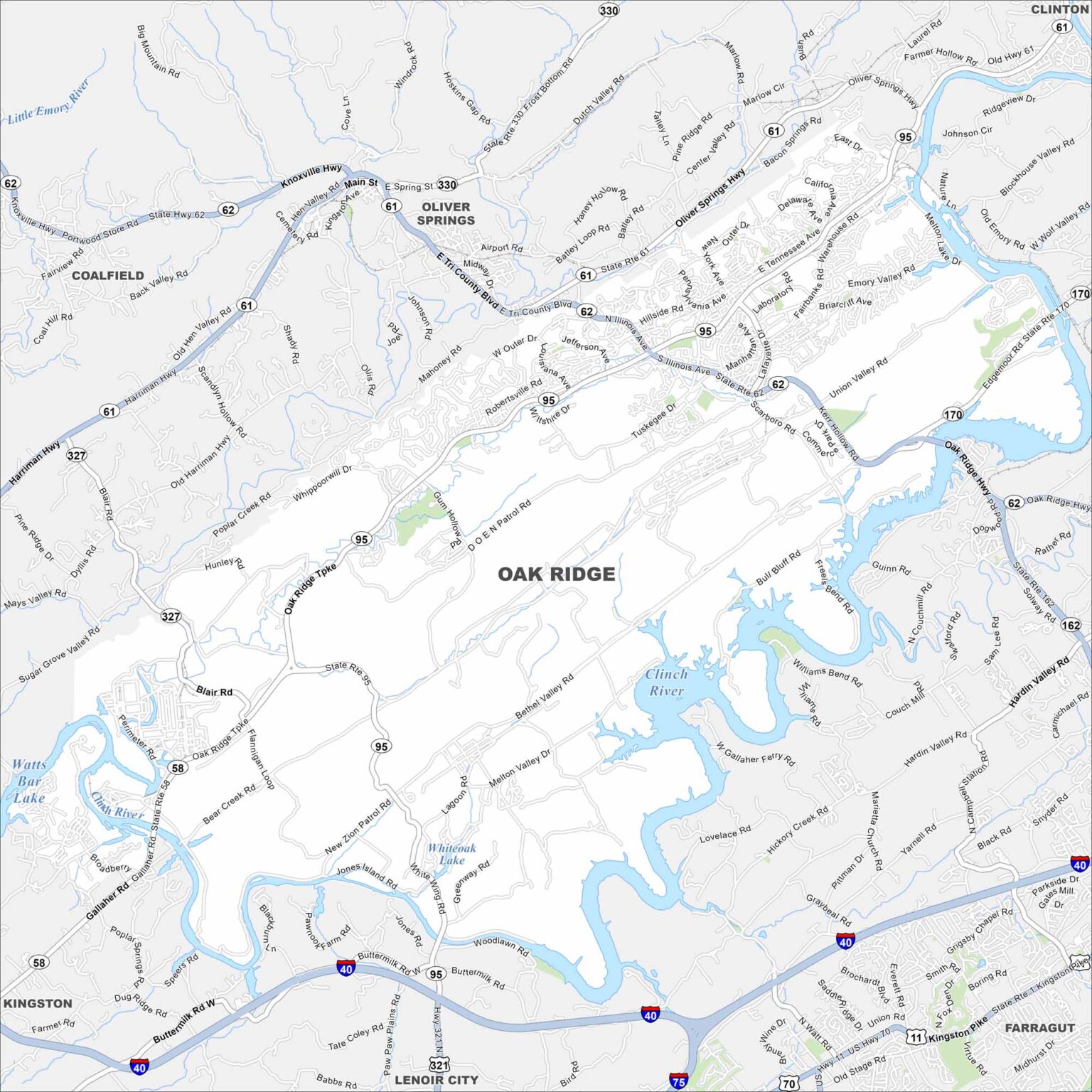 Oak Ridge Cc Map Map of Oak Ridge, Tennessee - US Maps