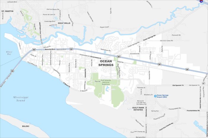 Ocean Springs Map Mississippi