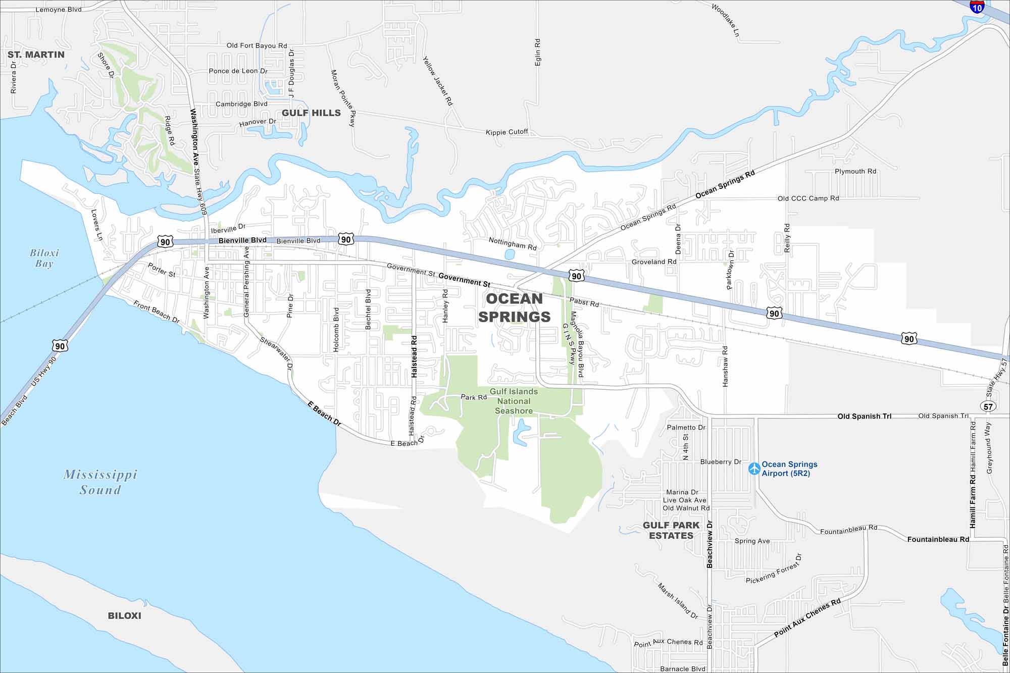 Ocean Springs Map Mississippi