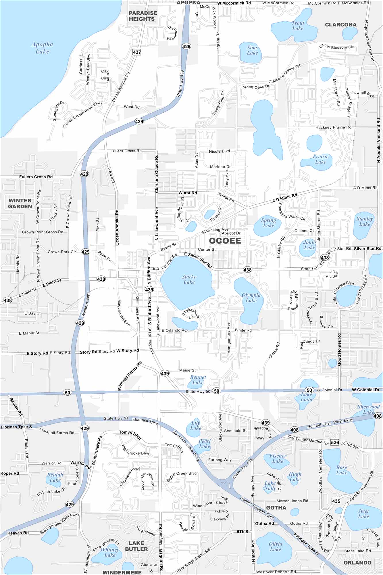 Ocoee Map Florida