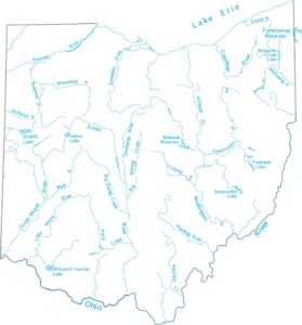 Ohio Lakes and Rivers Map