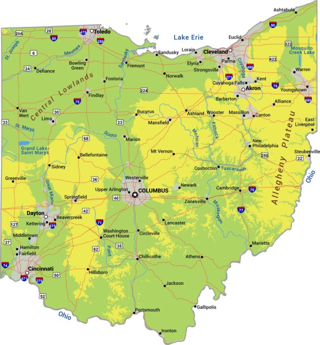 Ohio Physical Map