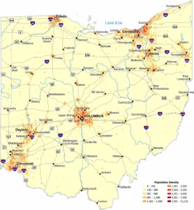 Ohio Population Density Map
