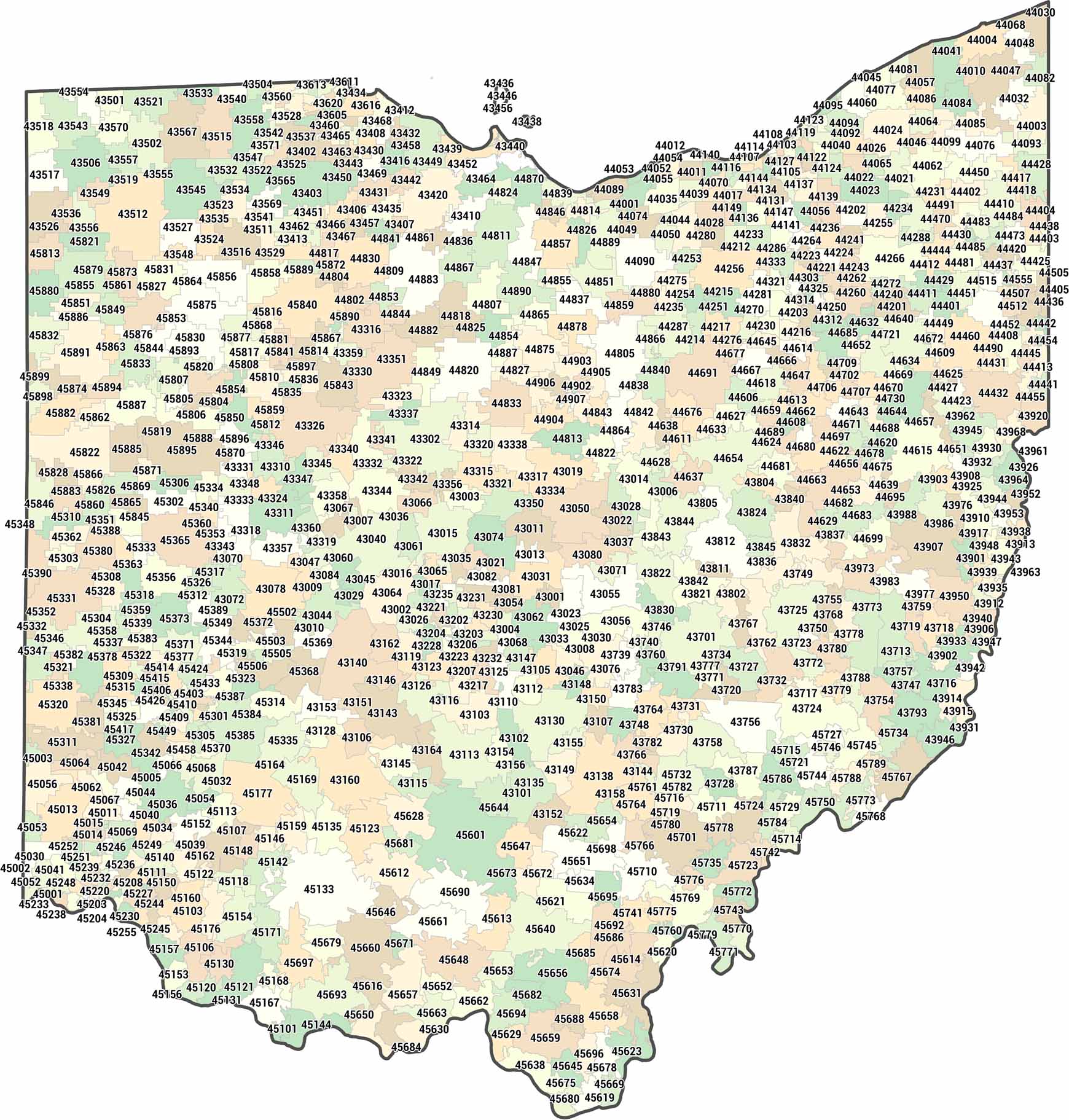 Ohio Zip Code Map