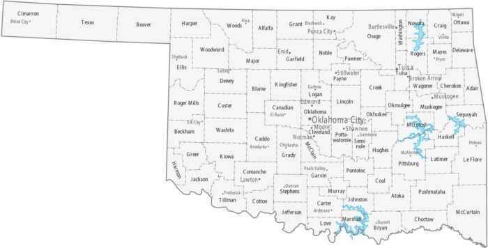 Oklahoma Counties Cities Map