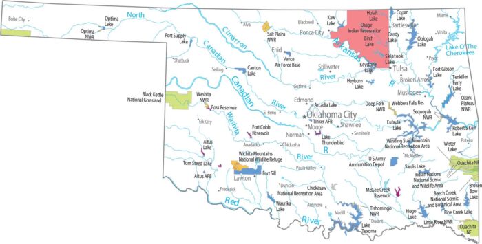 Oklahoma National Parks and Forests Map
