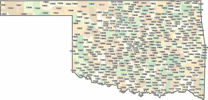 Oklahoma Zip Code Map